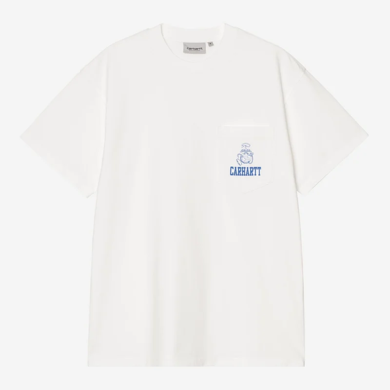Carhartt WIP Pond Corps T-shirt met borstzak voor heren | Wit, zware stonewash