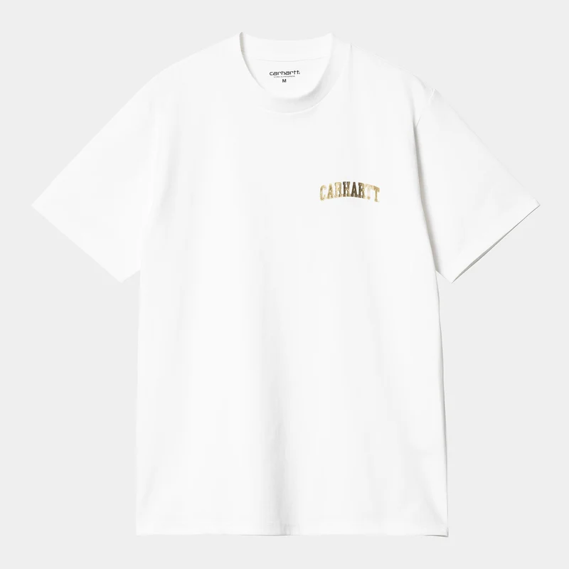 Carhartt WIP Universitair Script biologisch T-shirt voor heren - wit / goud
