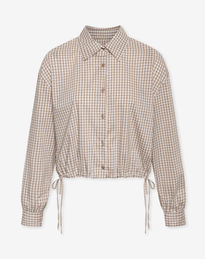 KIRA CHECK CORD BLOUSE BRUIN