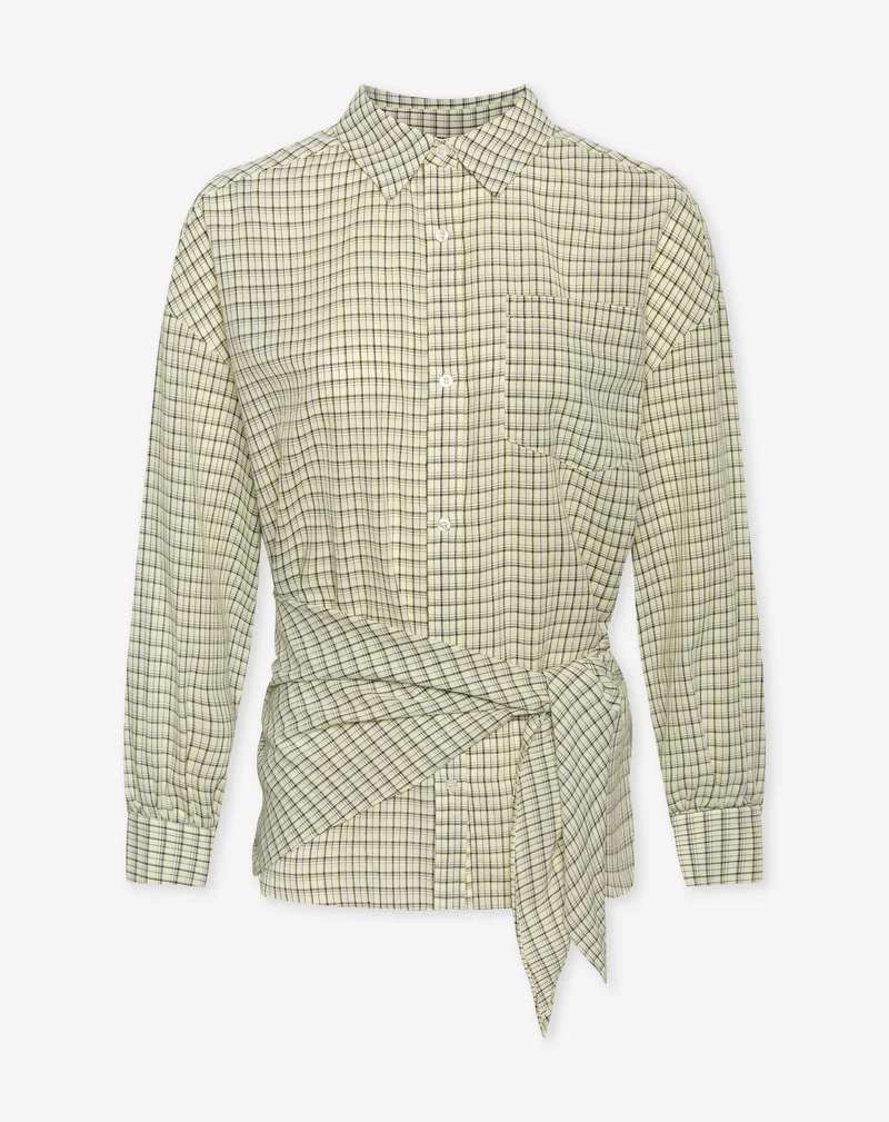 MAGGY SCARF BLOUSE CHECK GEEL