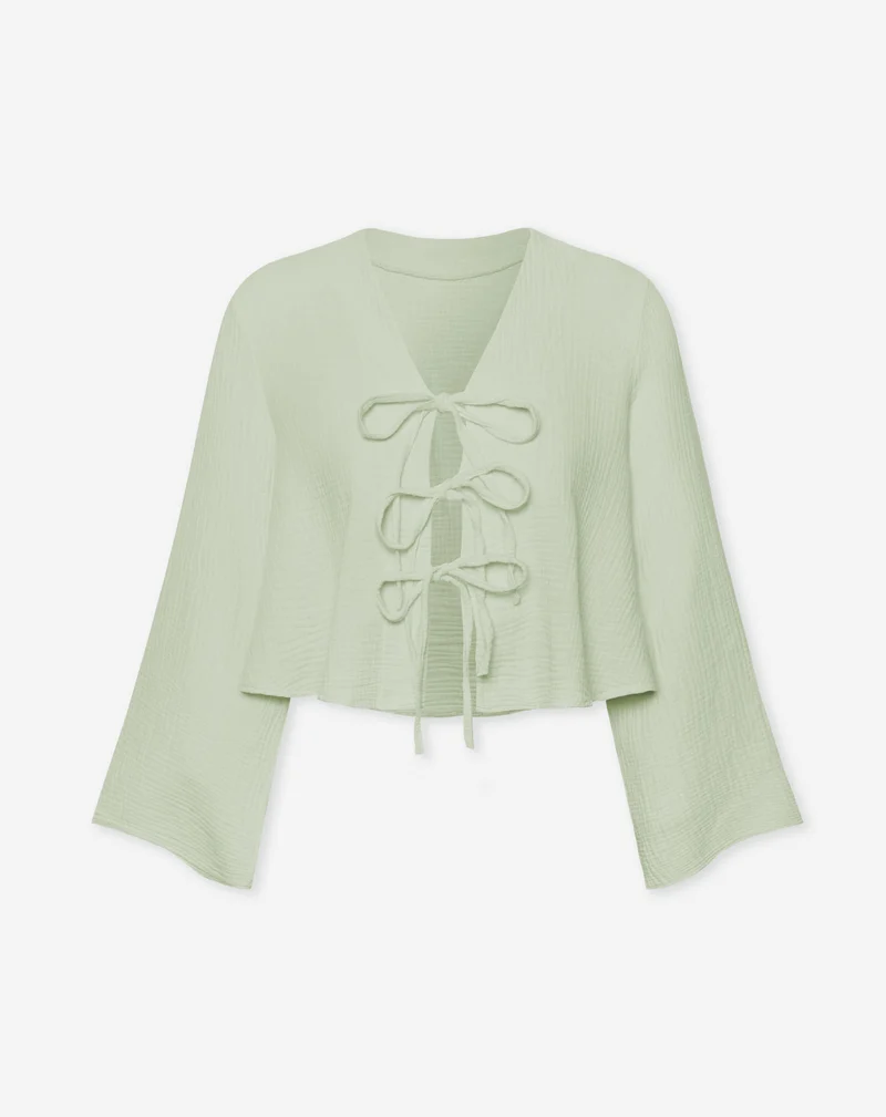 TARA MOUSSELINE TOP SALIEGROEN