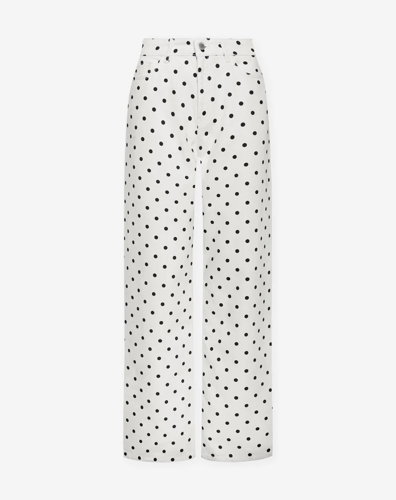 POLKA DOT WIDE LEG JEANS WIT