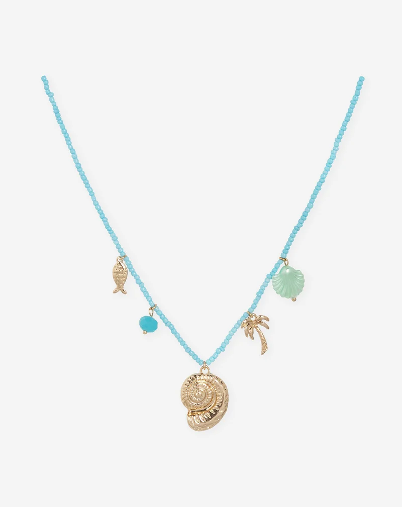 MIKKIE BEADS NECKLACE BLAUW