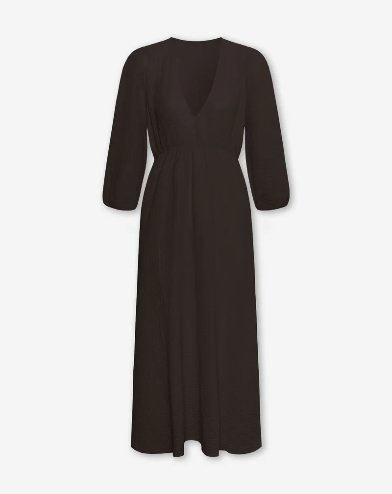 VEERLE MOUSSELINE MAXI DRESS BRUIN