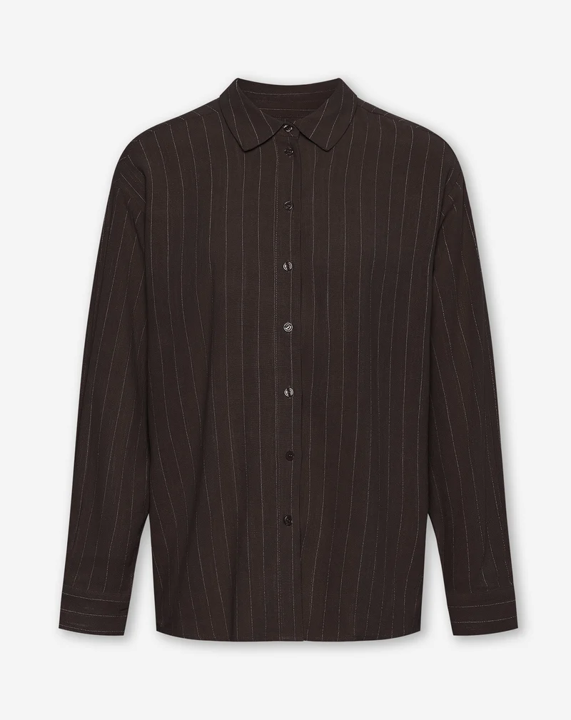 RHODE LINEN OVERSIZED BLOUSE PIN STRIPE BRUIN