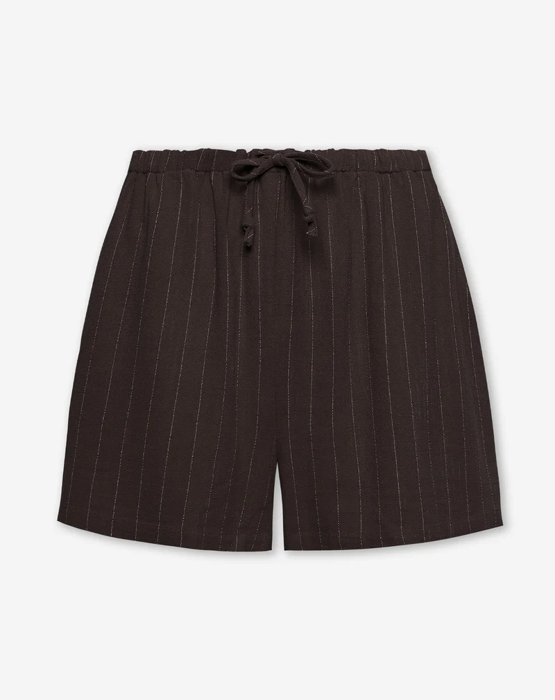 RHODE LINEN PULL ON SHORTS PIN STRIPE BRUIN