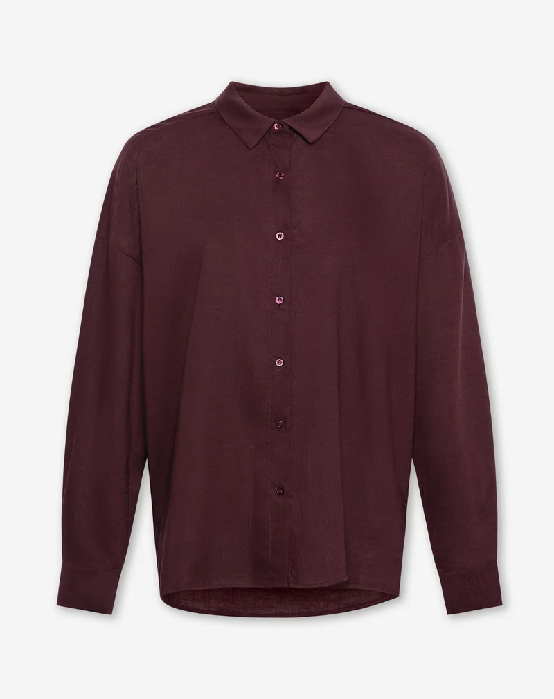 RAY LINEN OVERSIZED BLOUSE DONKER BURGUNDY