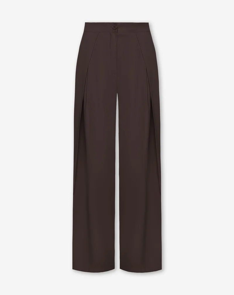 SHELLY VISCOSE PLEAT PANTALON TALL DONKERBRUIN