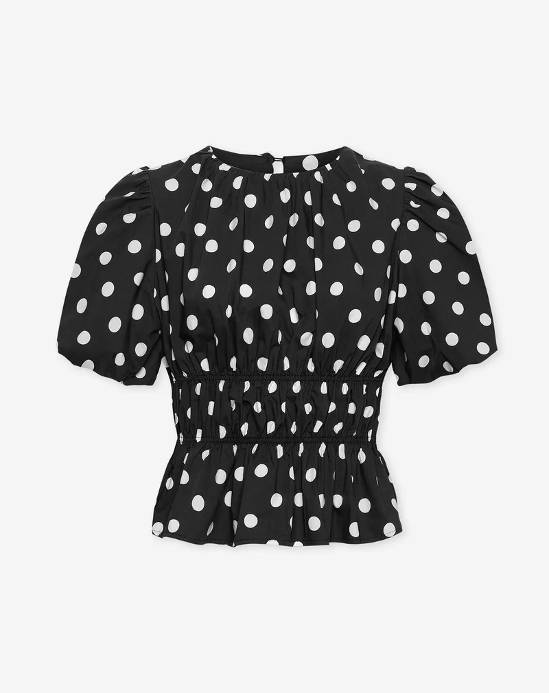 EVY DOT COTTON TOP ZWART