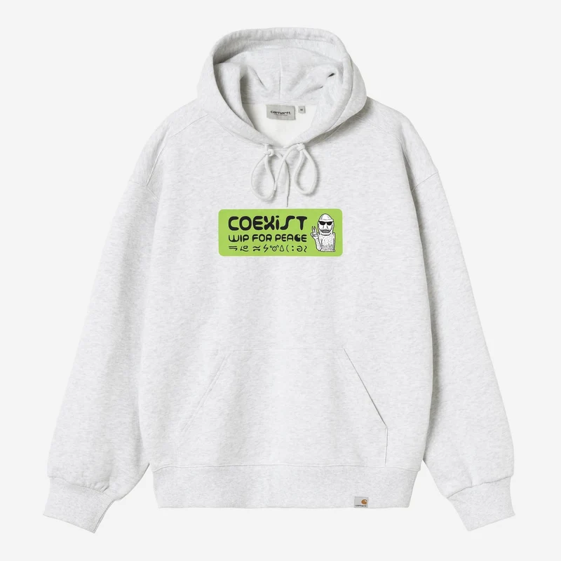 Carhartt WIP Heren hoodie met bumpersticker | Ash Heather