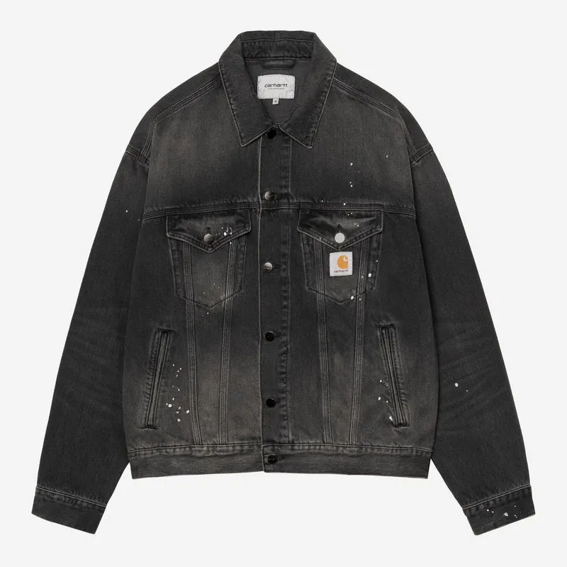 Carhartt WIP Helston herenjack | Zwart met 'destroy wash'-effect