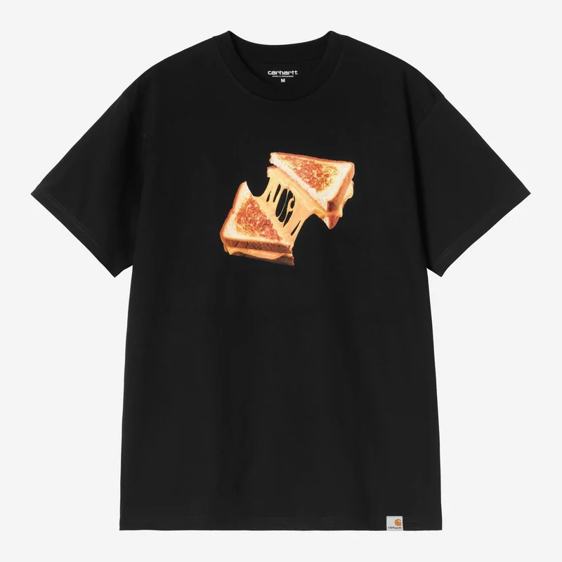 Carhartt WIP T-shirt voor heren met kaastoastprint | Zwart