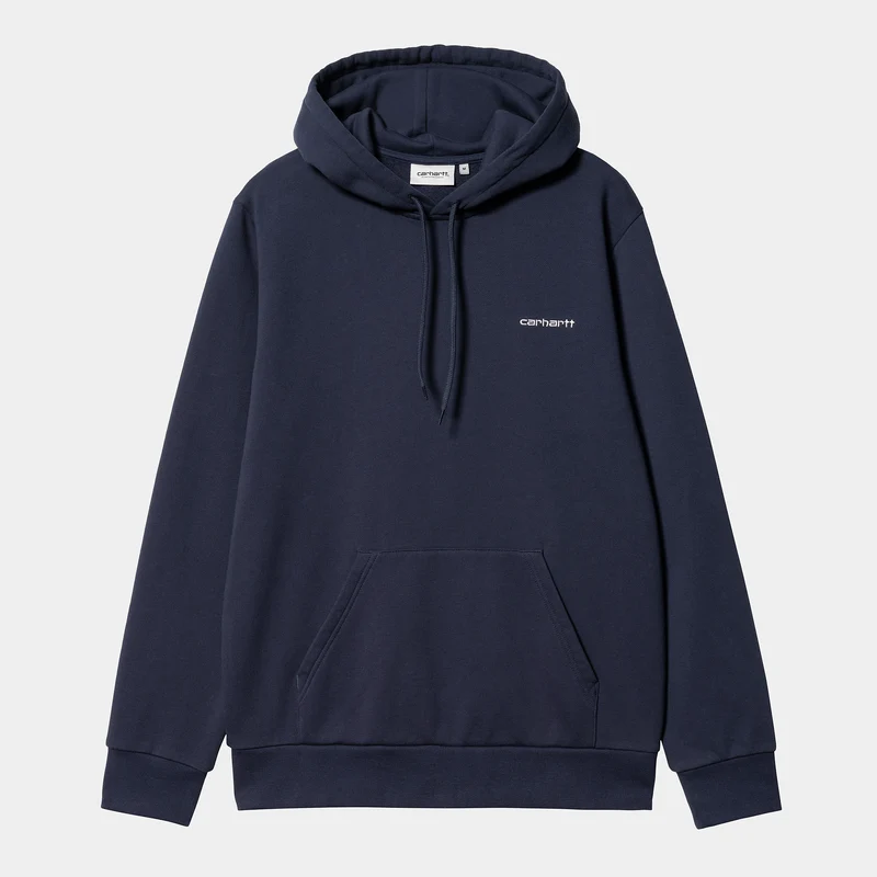 Carhartt WIP Heren Script Borduren Sweat Hoodie - Blauw / Wit