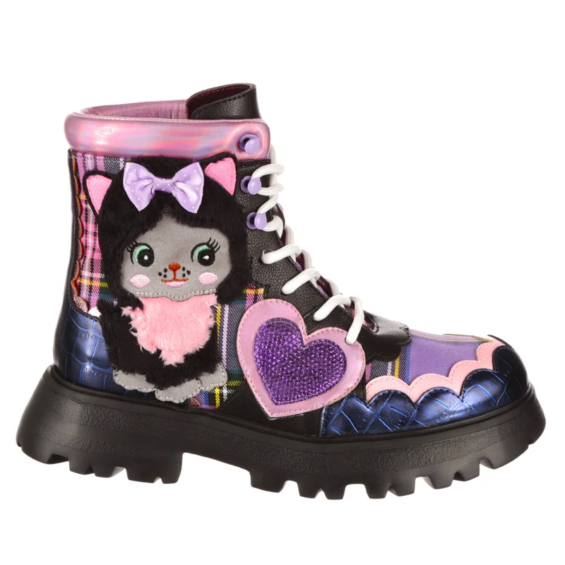 Irregular Choice Dames schattigste Kitty-laars - zwart