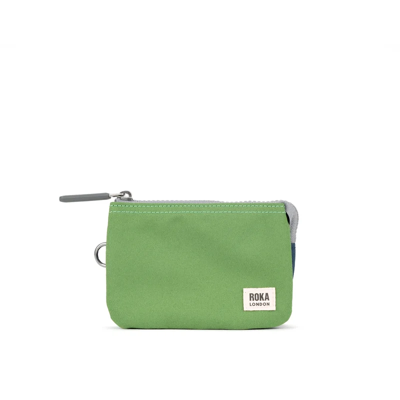 ROKA Creatieve verspilling Carnaby Diepblauwe/bladgroene kleine tas van gerecycled canvas