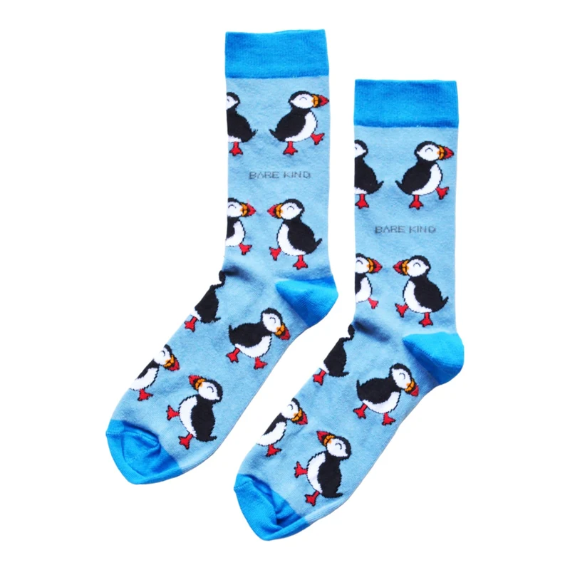 Bare Kind Red de Puffin Blue bamboe sokken