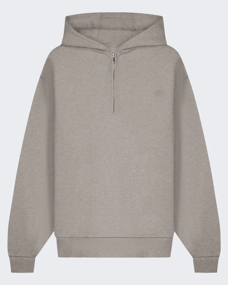 Heren Half Zip Hoodie met halve rits in melange Grijs