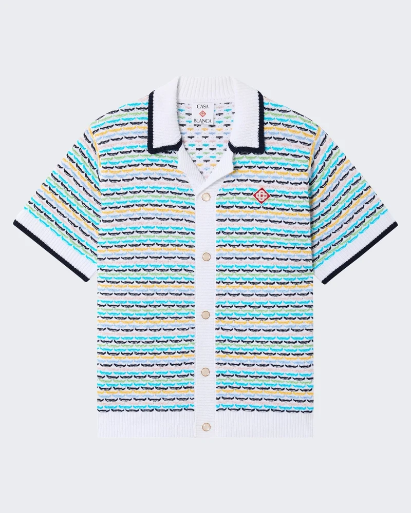 Heren Tuck Stitch Short Sleeve Shirt Multi