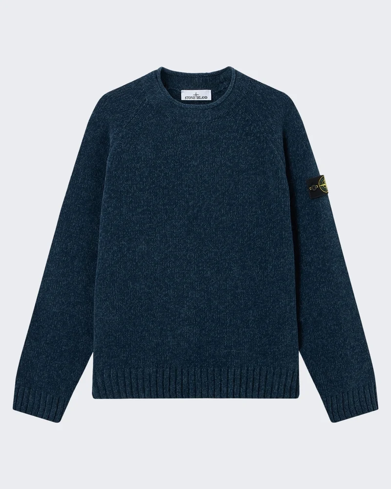 Heren Crew Neck-Steel Blue Melange-V0m2b Blauw