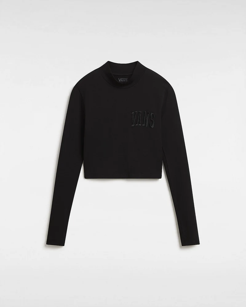 VANS Dames mini-t-shirt met lange mouwen en mock-hals - zwart