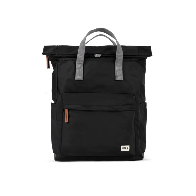 ROKA Canfield Grote zwarte tas van gerecycled nylon.