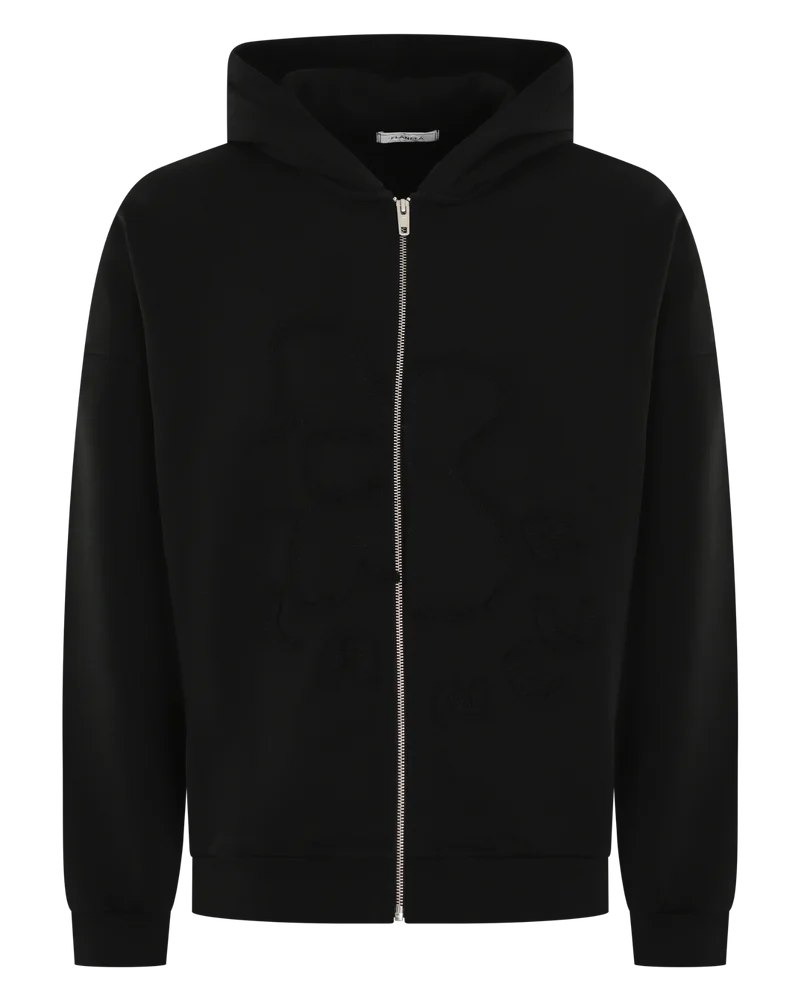 Heren Blossom Patches Zip-Up Zwart