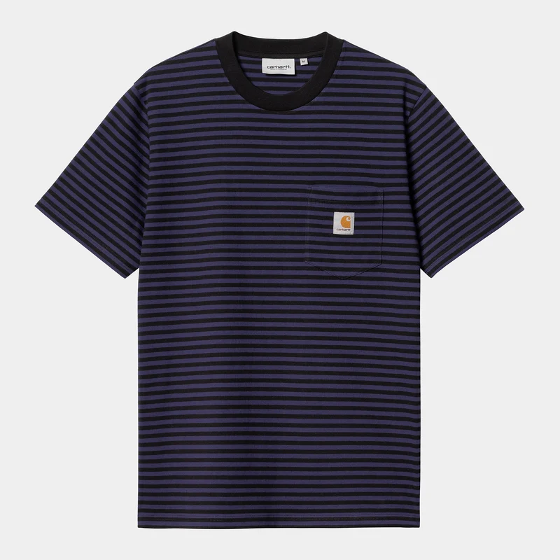 Carhartt WIP Heren Verner T-shirt met korte mouwen en zak - Zwart / Aura