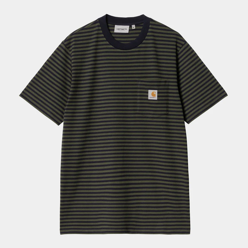 Carhartt WIP Heren Verner T-shirt met korte mouwen en zak - Donker Marine