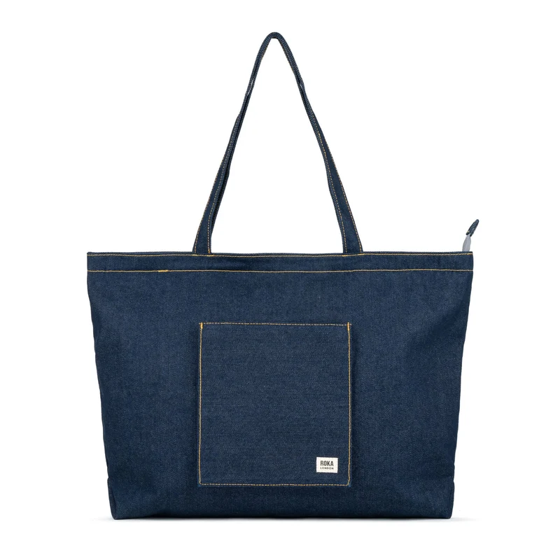 ROKA Portobello N Grote Gerecyclede Katoenen Tas - Donkere Denim