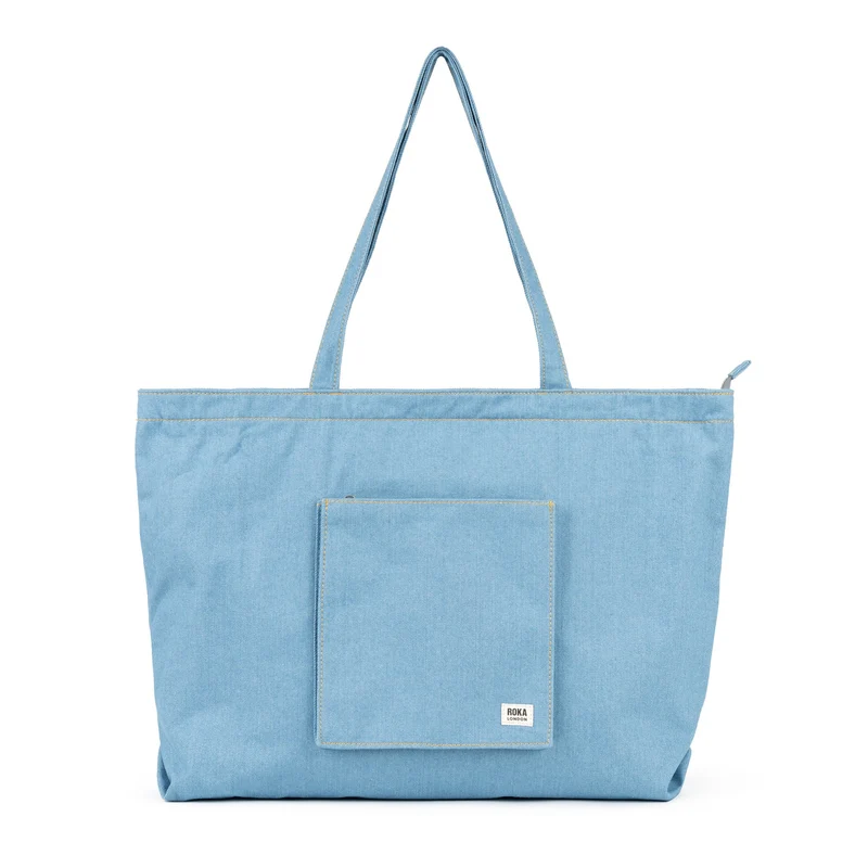 ROKA Portobello N Grote Gerecyclede Katoenen Tas - Lichte Denim