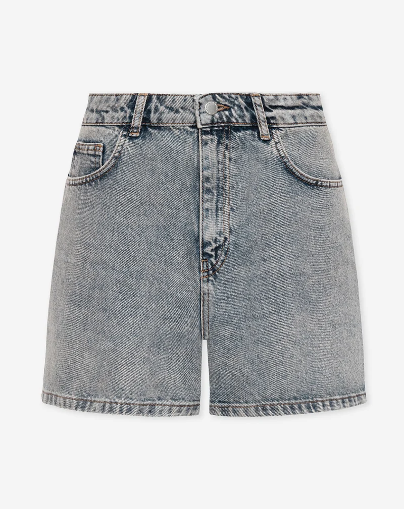 MOM DENIM SHORT VINTAGE BLAUW