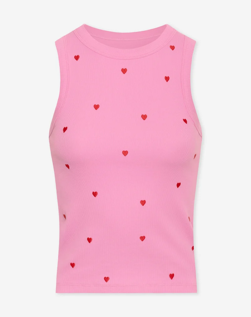 HEART EMBROIDERY SINGLET ROZE