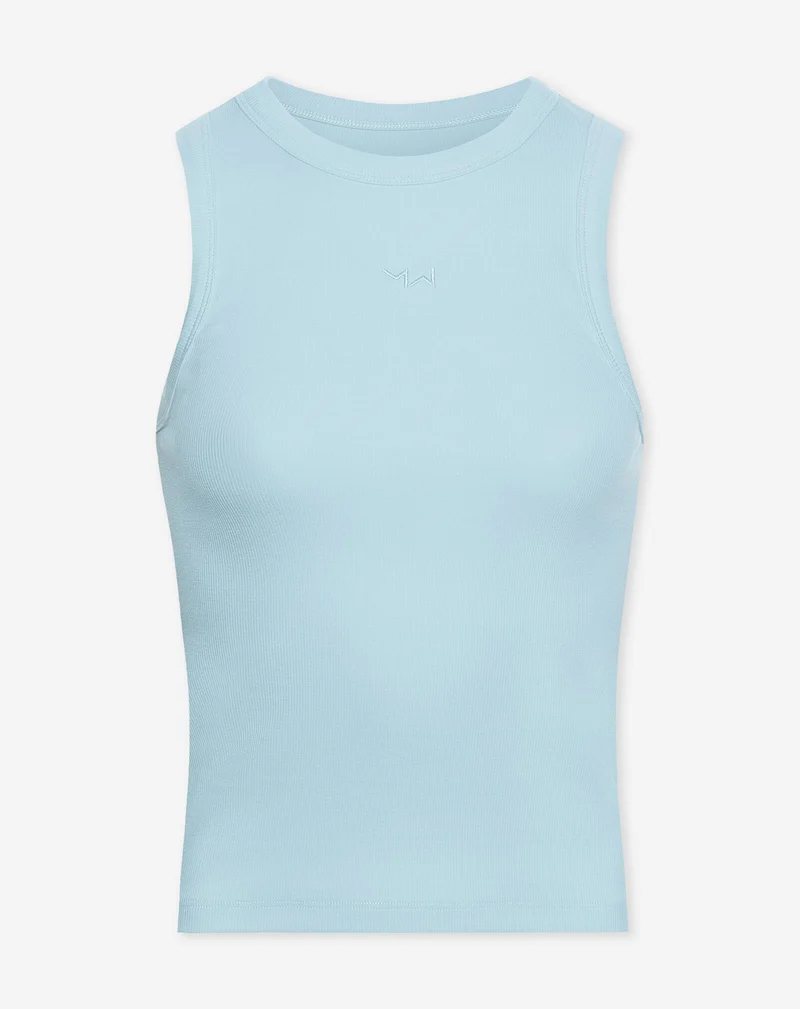 RACERBACK EMBROIDERY TOP BLAUW