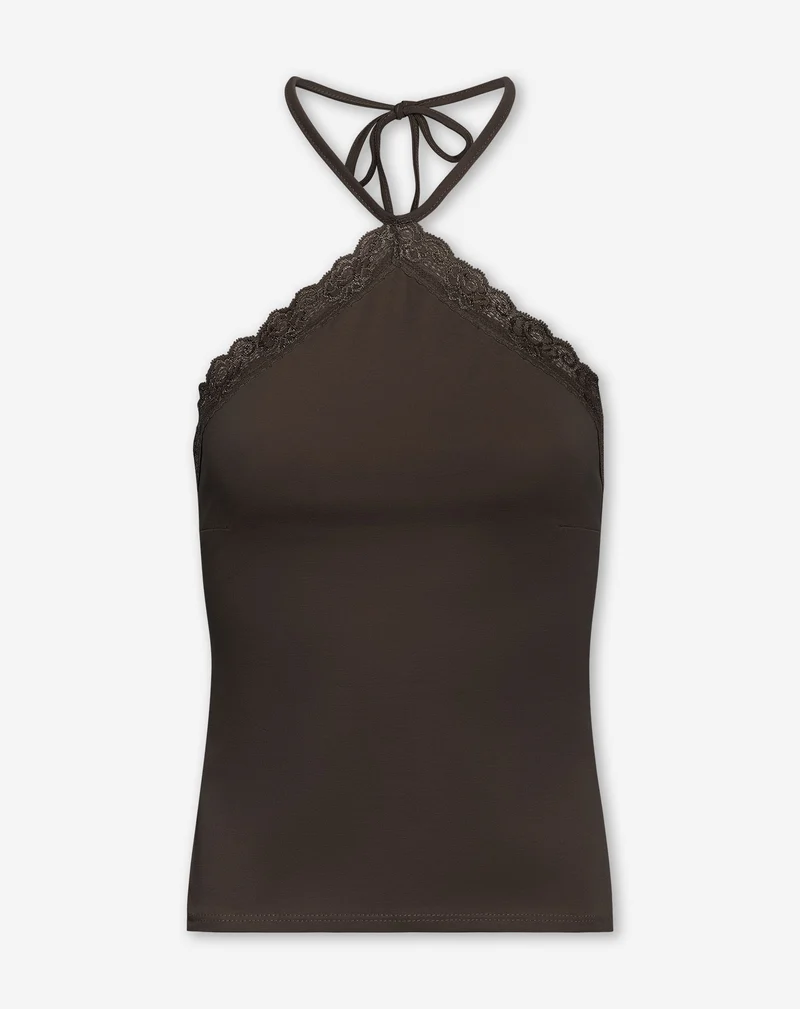 TAMAR LACE TRIANGLE TOP DONKERBRUIN