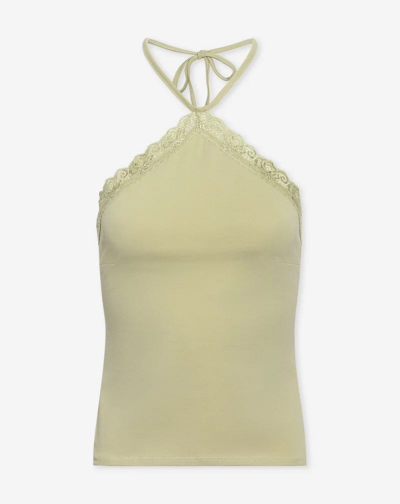 TAMAR LACE TRIANGLE TOP LICHT OLIJFGROEN