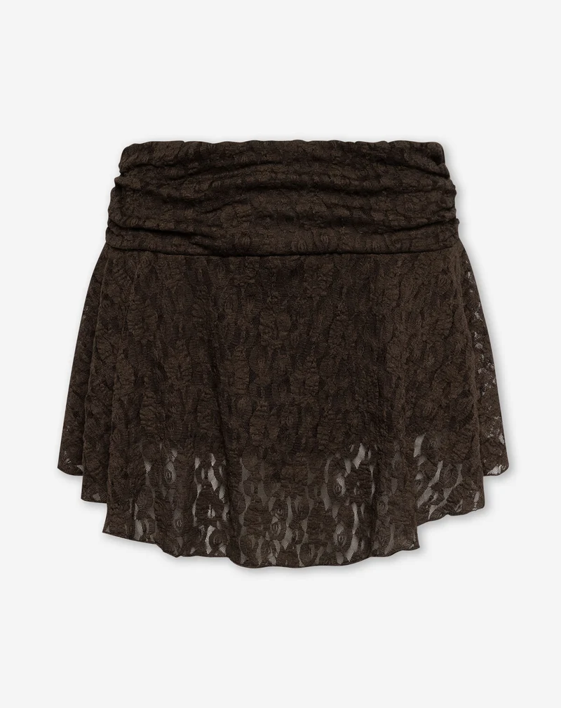 LIZZA STRUCTURE RUFFLE SKORT BRUIN
