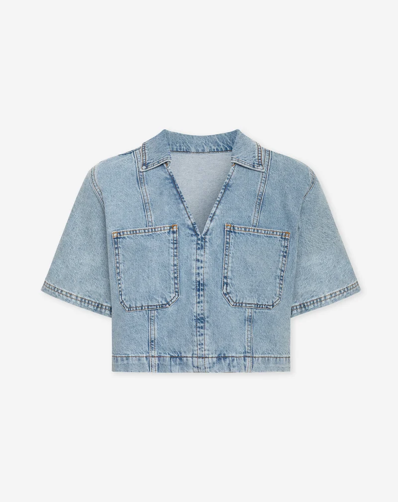 NORE DENIM TOP LICHTBLAUW