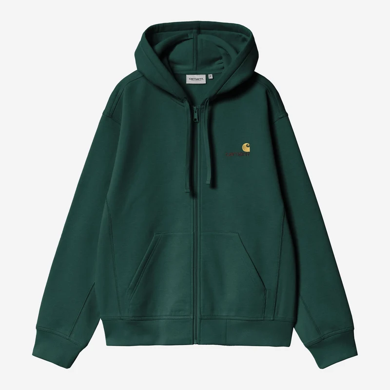 Carhartt WIP HEREN American Script Jas met ritssluiting en capuchon | Donkere dennenboom