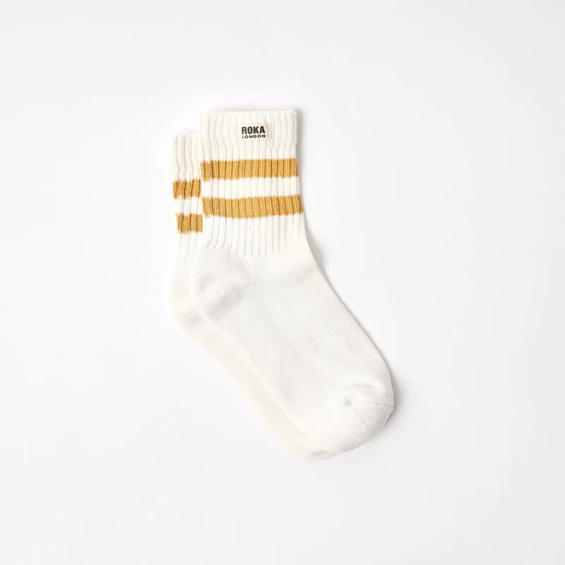 ROKA Windsor Stripe biologisch katoenen crew sokken | Corn
