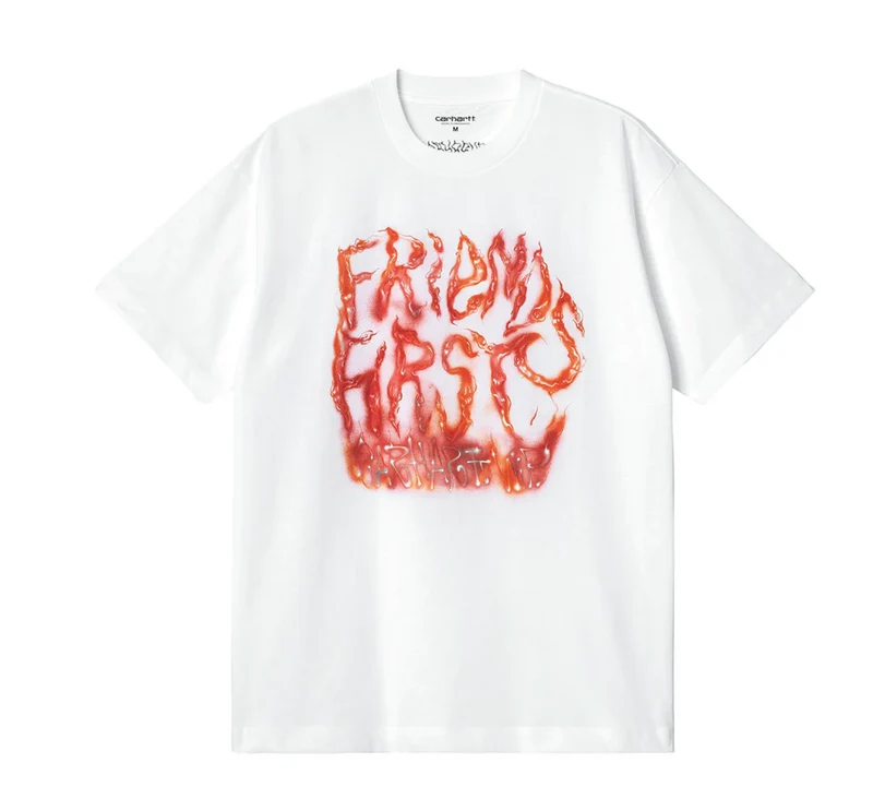 Carhartt WIP Heren babyborstel Friends Eerste biologische T-shirt met korte mouwen - Wit