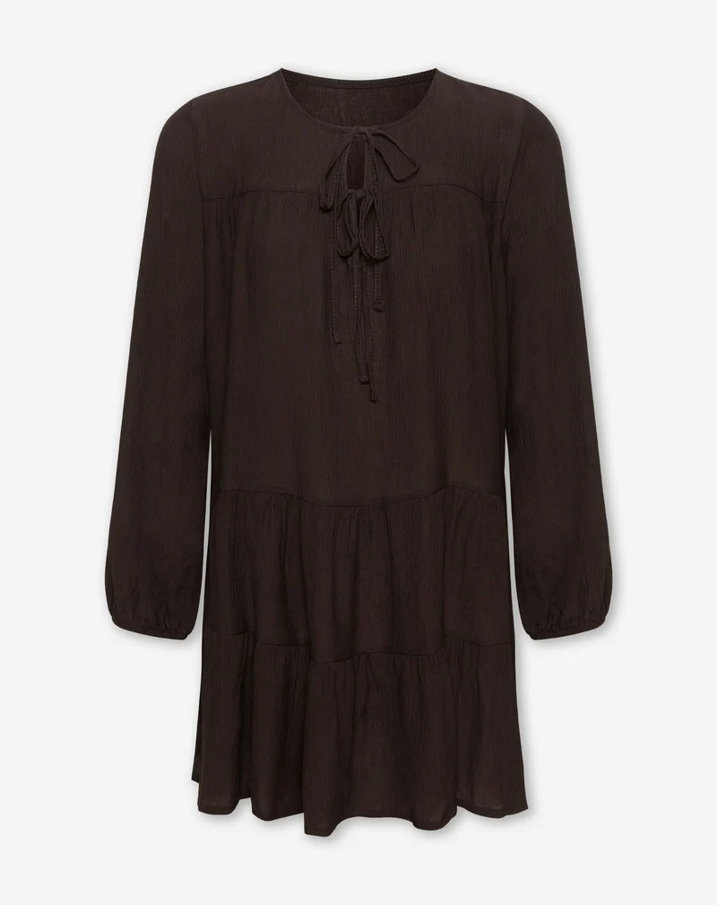 SUZAN RUFFLE DRESS BRUIN
