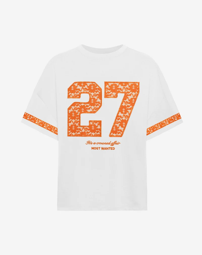 27 LACE OVERSIZED TEE CRÈME