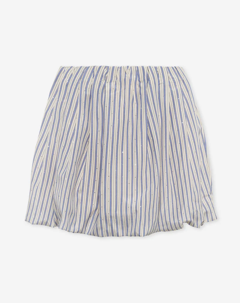 MAEVA RHINESTONE BUBBLE HEM SKIRT BLAUW STRIPE