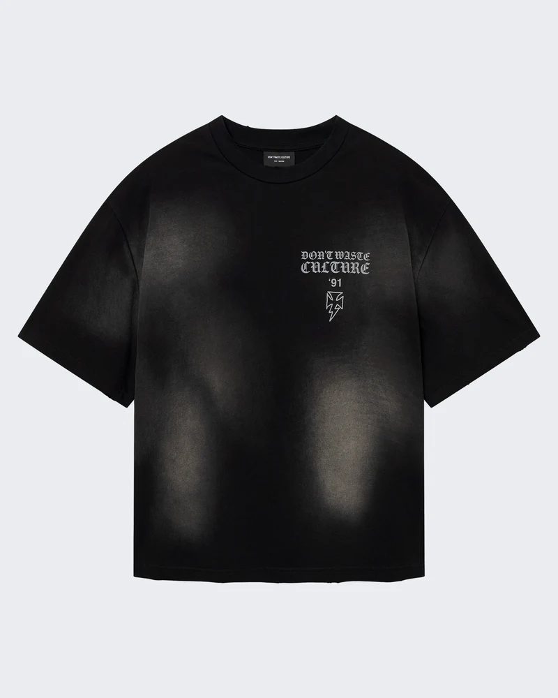Heren T-shirt met verwassen zwart effect