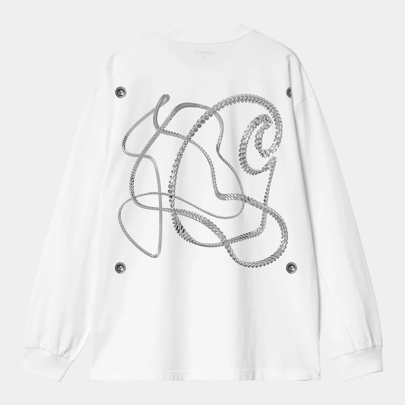 Carhartt WIP Heren kettingschakel T-shirt met lange mouwen | Wit