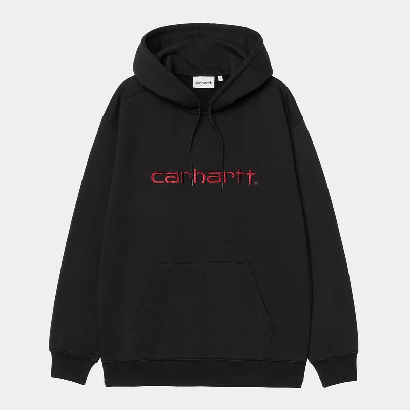 Carhartt WIP DAMES Carhartt Sweat Hoodie | Zwart / Scharlakenrood