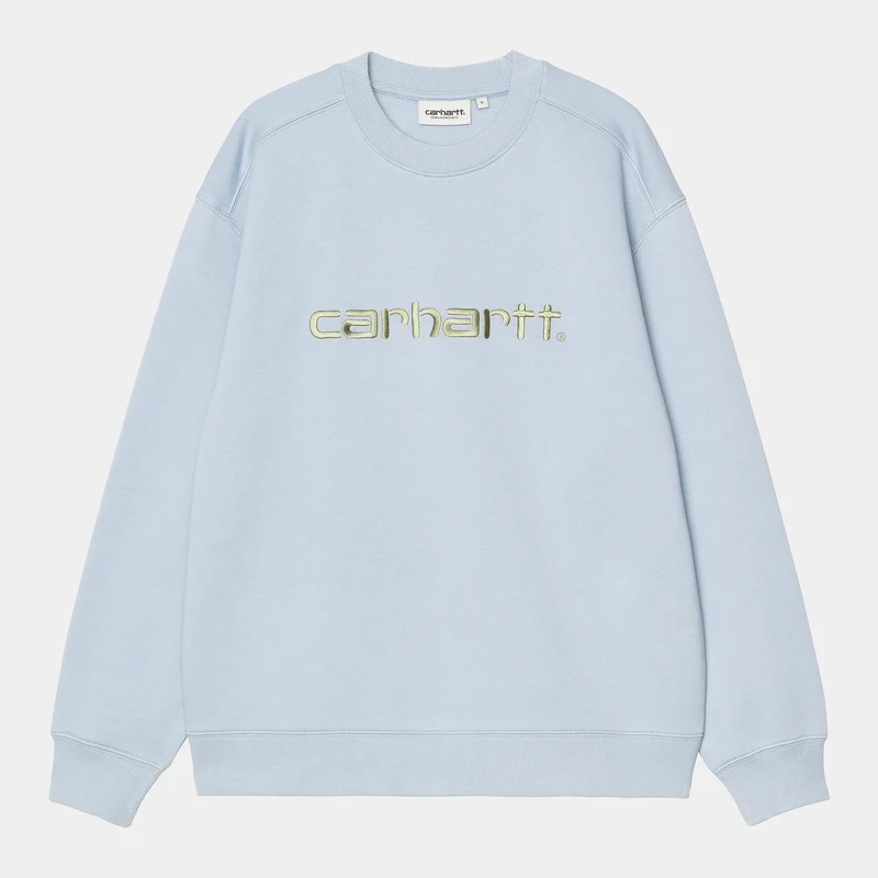 Carhartt WIP DAMES Carhartt Sweattop | Blue Fog / Licht olijfgroen