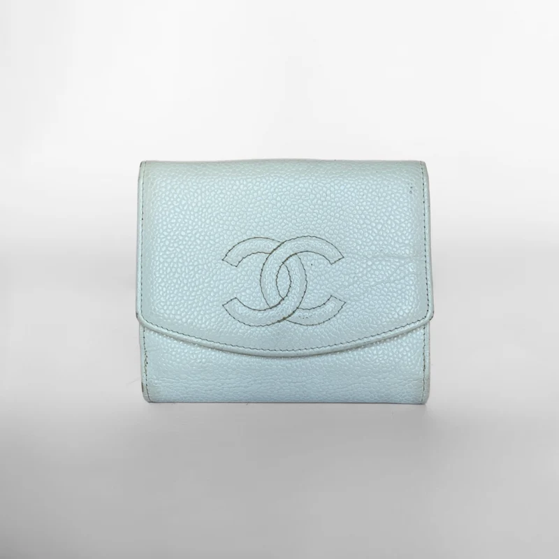 Chanel Tijdloze CC Caviar Compact Portemonnee Wit