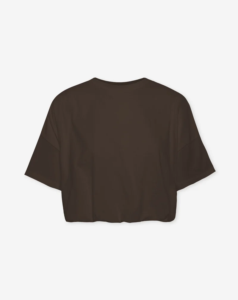 CROPPED BUBBLE HEM TEE DONKERBRUIN