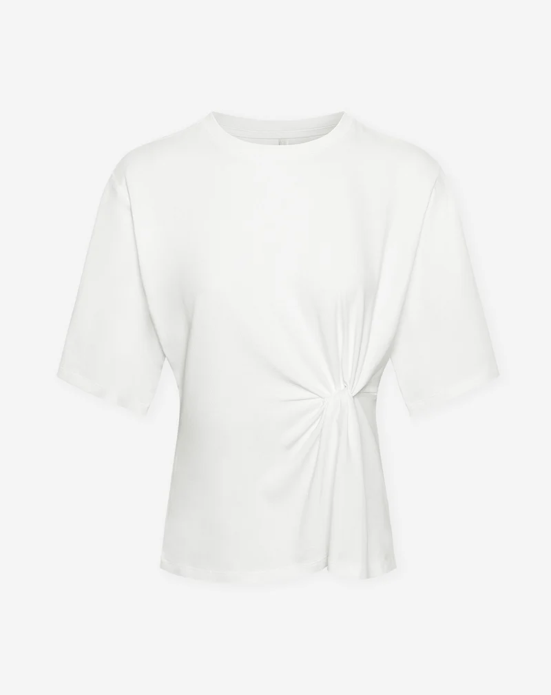 KNOTTED DETAIL SHORT SLEEVE TOP CRÈME